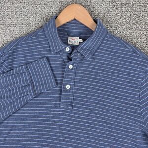 FAHERTY Mens Movement Long Sleeve Striped Polo Shirt Size Medium Blue